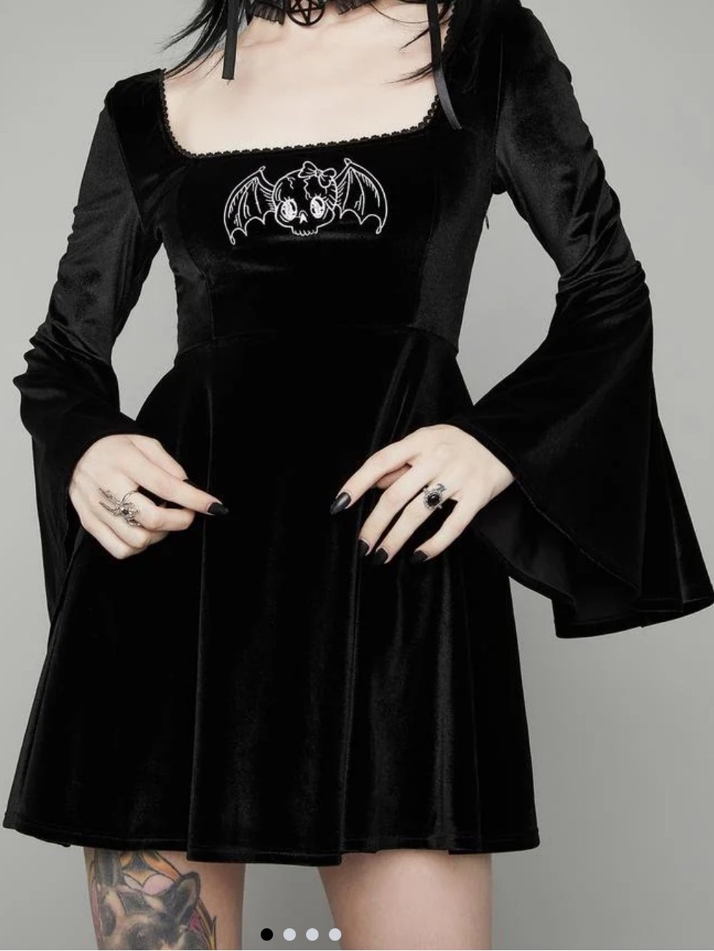 Widow Burial Ground Black Velvet Mini Dress Size Medium